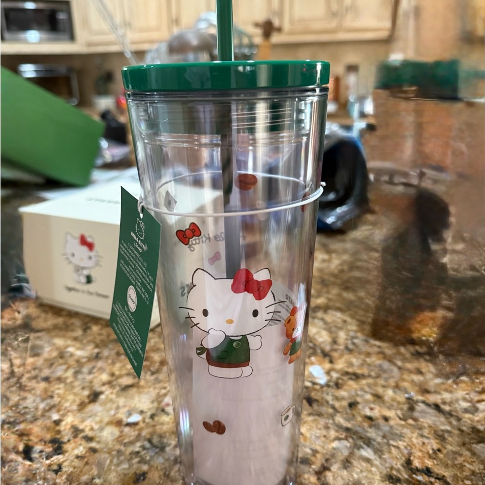 Starbucks Hello Kitty Clear Tumbler with Green Lid